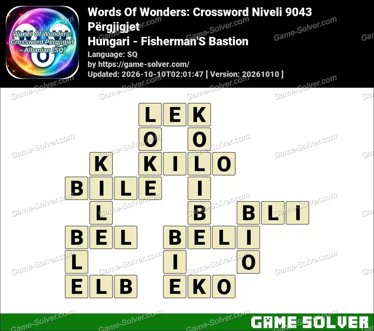 Words Of Wonders: Crossword Niveli 9043 Përgjigjet – Hungari – Fisherman’S Bastion
